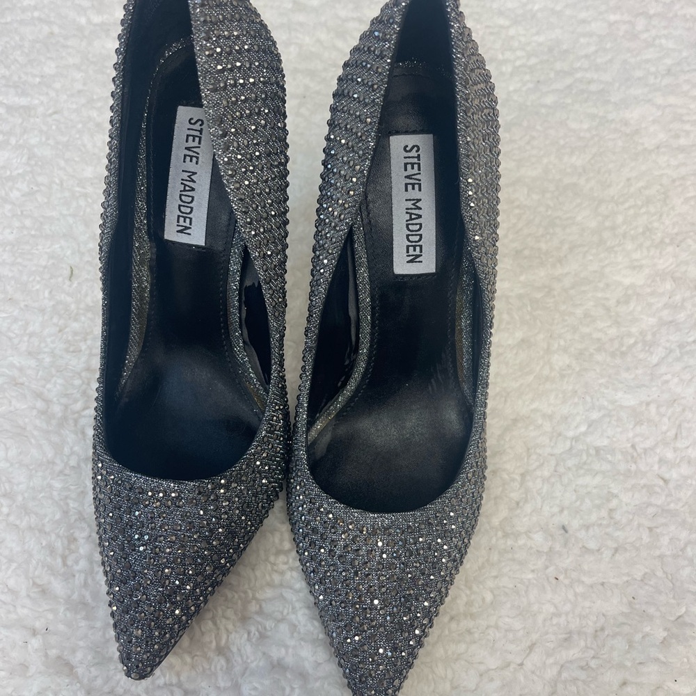 Steve Madden Daisy Gunmetal Rhinestone Heels